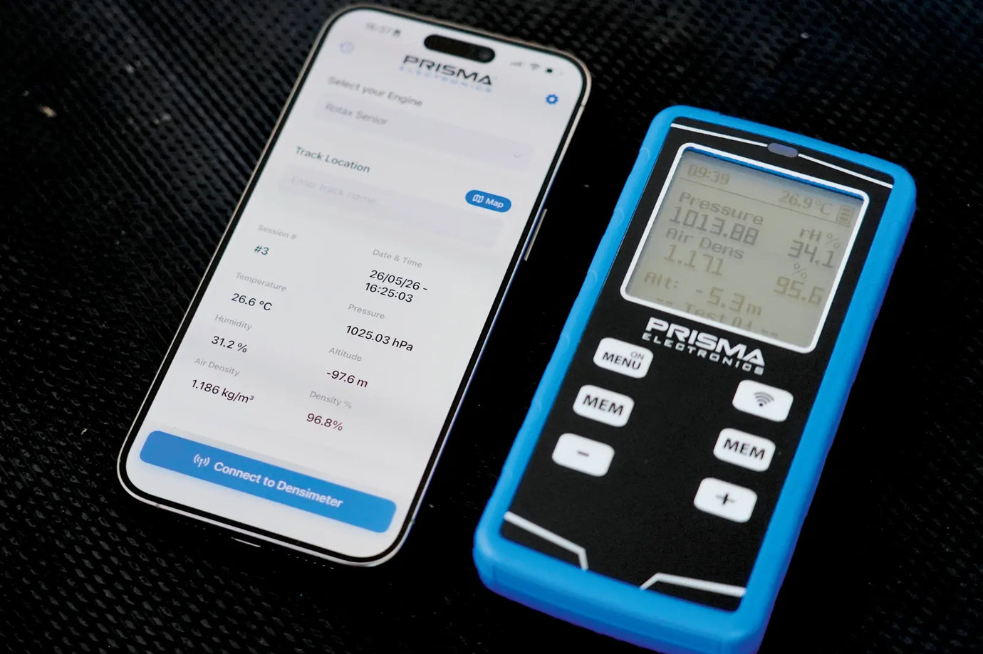 AirPro APP Jetting and Prisma Electronics Densimeter
