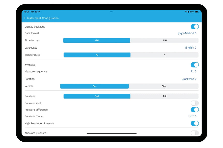 Configura i tuoi strumenti mediante l'APP